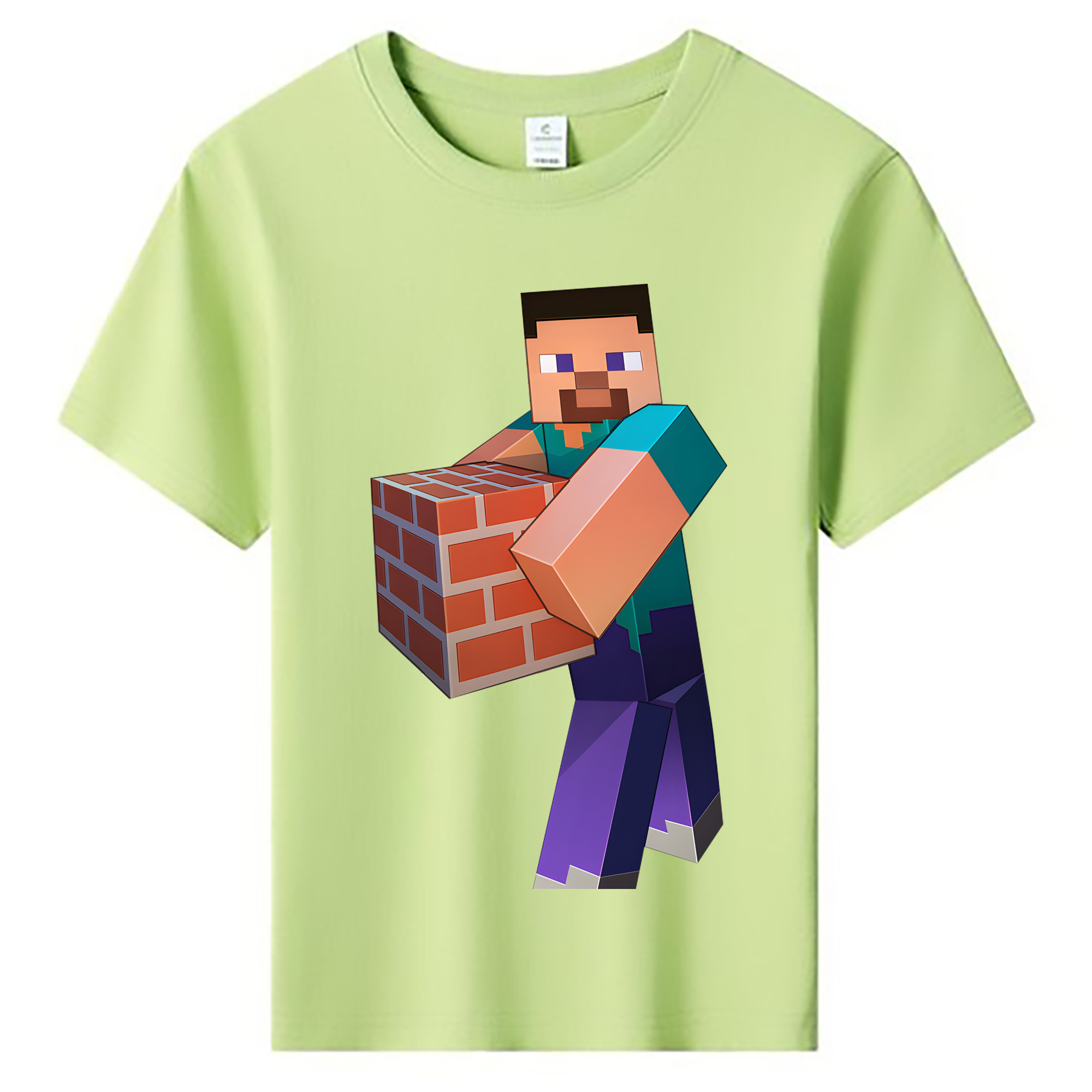 （画像用） マインクラフト ブロックの世界 Minecraft MC Block world 綿100％キッズTシャツ（フロントプリント）